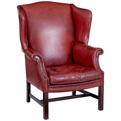 MID 20TH CENTURY LEATHER WINGBACK ARMCHAIR