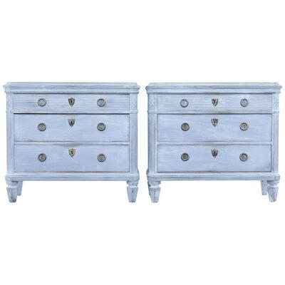 PAIR OF 19TH CENTURY PAINTED SWEDISH COMMODES