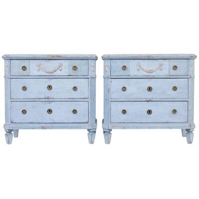 PAIR OF 19TH CENTURY CARVED SWEDISH PAINTED CHEST OF DRAWERS