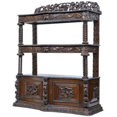 19TH CENTURY PROFUSELY CARVED VICTORIAN OAK BUFFET