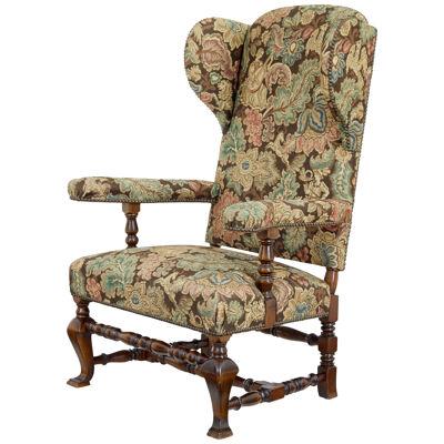 20TH CENTURY TAPESTRY WINGBACK ARMCHAIR