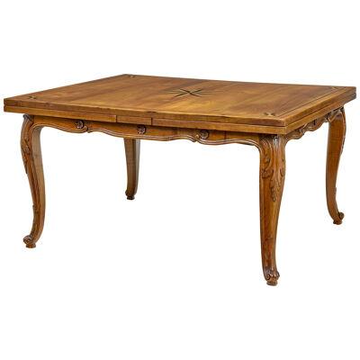 19TH CENTURY FRENCH INLAID FRUITWOOD EXTENDING DINING TABLE
