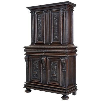 MID-19TH CENTURY PROFUSELY CARVED FRENCH WALNUT CABINET