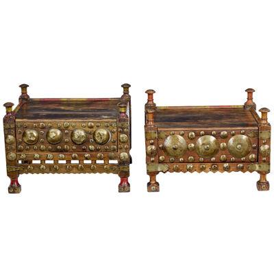 2 19TH CENTURY MOROCCAN LOW BEDSIDE TABLES