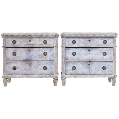 PAIR OF 19TH CENTURY PAINTED PINE SWEDISH COMMODES