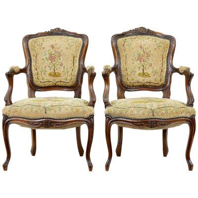 PAIR OF 19TH CENTURY FRENCH FAUTEUIL WALNUT ARMCHAIRS