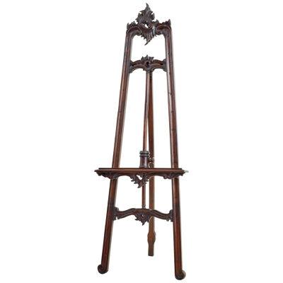 19TH CENTURY CARVED MAHOGANY EASEL