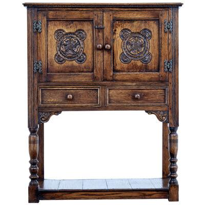 CARVED OAK GOTHIC REVIVAL CUPBOARD
