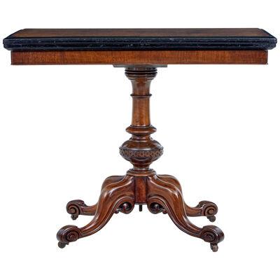 19TH CENTURY CARVED WALNUT AND EBONISED CARD TABLE