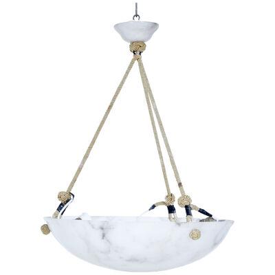 ART DECO WHITE AND GREY ALABASTER DISH CEILING LIGHT