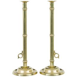 PAIR OF ARTS AND CRAFTS 19TH CENTURY BRASS CANDLESTICKS