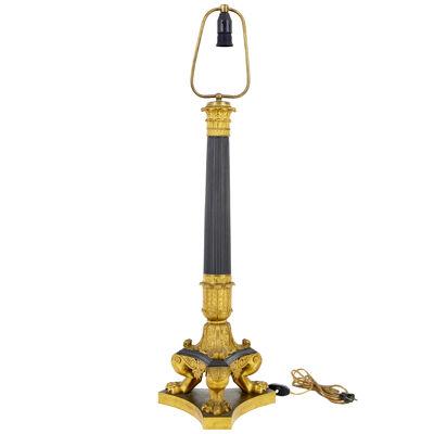 19TH CENTURY FRENCH EMPIRE BRONZE ORMOLU TABLE LAMP