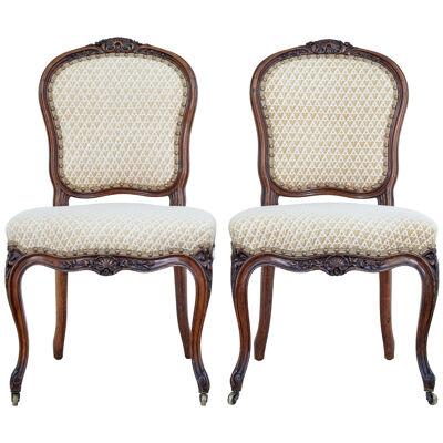 PAIR OF 19TH CENTURY CARVED WALNUT SIDE CHAIRS