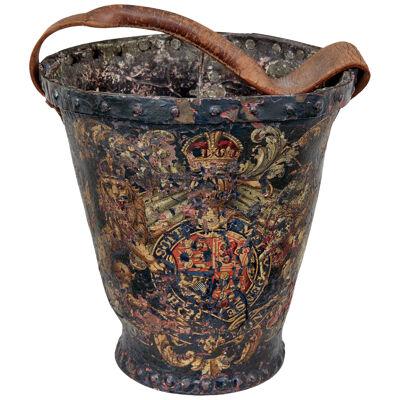 LATE 18TH CENTURY GEORGE III LEATHER HAND PAINTED FIRE BUCKET