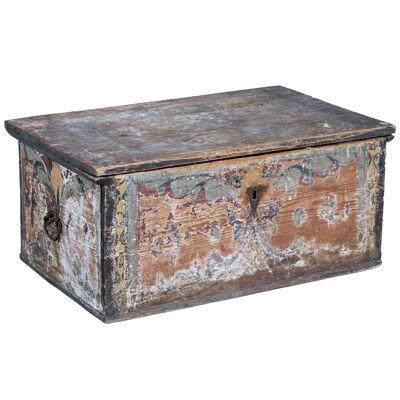 MID 18TH CENTURY HAND PAINTED TRADITIONAL SWEDISH PINE CHEST