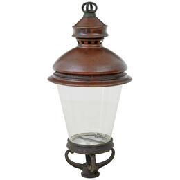 19TH CENTURY FRENCH LARGE COPPER AND GLASS STREET LANTERN