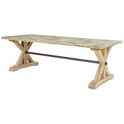 LARGE SOLID OAK X FRAME DINING TABLE