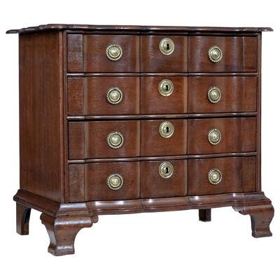 19TH CENTURY SHAPED FRONT OAK CHEST OF DRAWERS