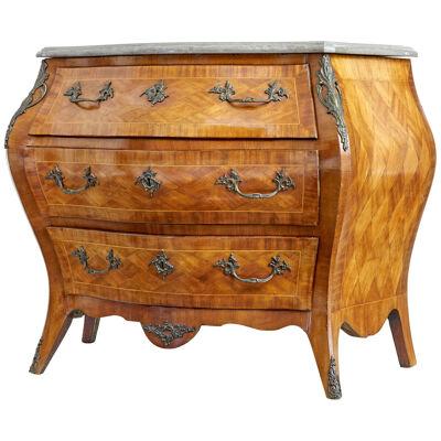 20TH CENTURY FRENCH WALNUT MARBLE-TOP COMMODE