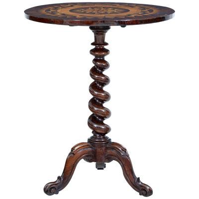 EARLY VICTORIAN 19TH CENTURY WALNUT INLAID TILT TOP OCCASIONAL TABLE