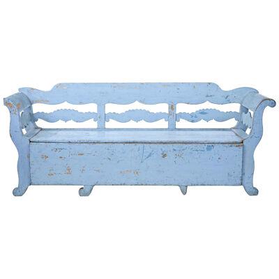 MID 19TH CENTURY LARGE PAINTED SWEDISH BENCH DAY BED