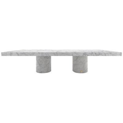 Dining-Table White Marble 300x140x75cm, flutted round Legs, Germany, Handcrafted
