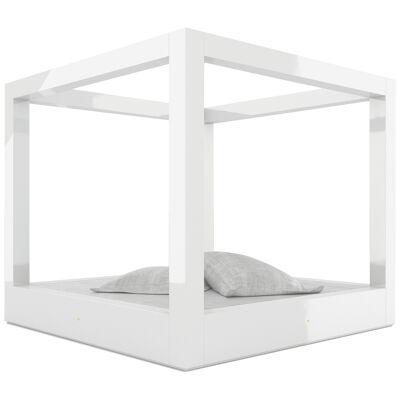 Canopy Bed/ Poster Bed, White, 260x260x31 (200x200cm), Germany handcrafted