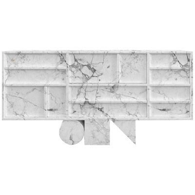 Sideboard White Marble 170x37x82cm, circle square triangle, Germany, Handcrafted