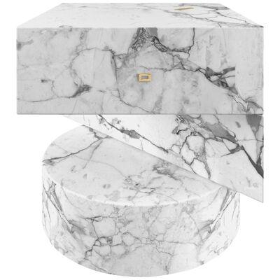 Side Table, Night Stand, Marble, White, Circle, Square, Triangle, 45x45x45cm