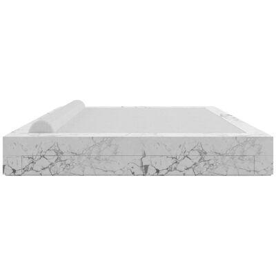 Bed White Marble 260x260x40-220x220cm mattress, drawer Germany handcrafted pc1/1