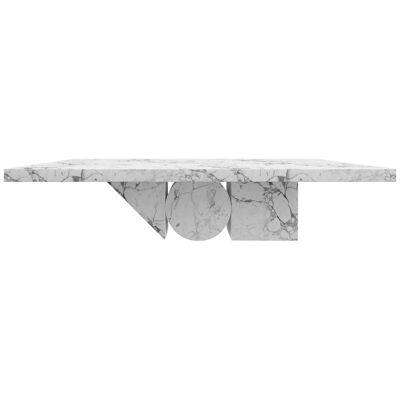 Dining-Table White Marble 300x140x76cm Triangle, Circle, Square Leg, Handcrafted