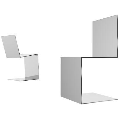Cantilever Chair Alu, polished, perfect squares, 45x45x90cm GERMANY handcrafted