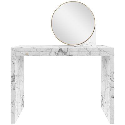Console Table with Mirror & Drawers 120x44x88cm White Marble Germany Handcrafted