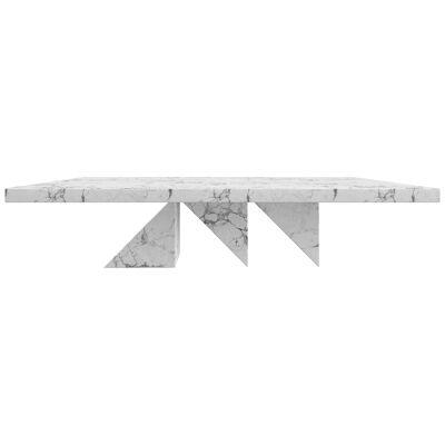 Dining-Table White Marble 300x140x76cm Triangular Middle-Leg, Handcrafted, pc1/1