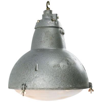 French Gray Metal Round Clear Glass Vintage Industrial Pendant Lights