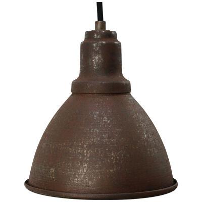 Small Rust Metal Vintage Industrial Factory Pendant Hanging Lights - 34 in stock