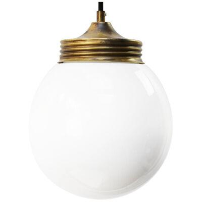 Brass White Opaline Milk Glass Vintage Industrial Pendant Lights