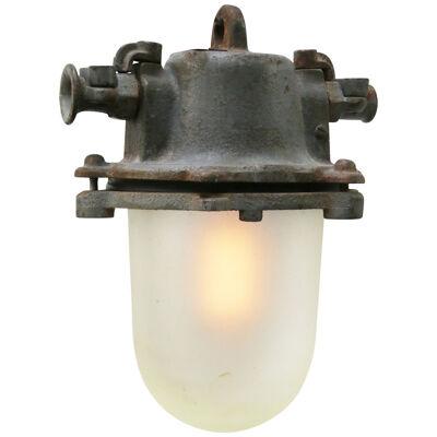 Gray Cast Iron Vintage Industrial Frosted Glass Pendant Lamp