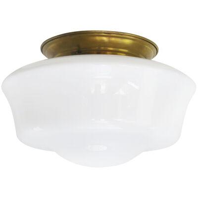 White Opaline Glass Vintage European Brass Ceiling Lamps Flush Mounts