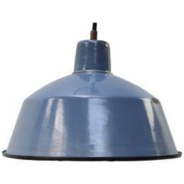 Blue Enamel Vintage Industrial Factory Pendant Lamp