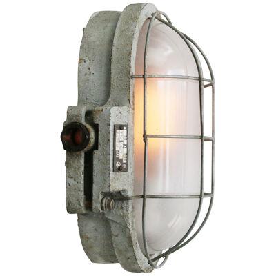 Gray Cast Iron Vintage Industrial Frosted Glass Scone Wall Lamp