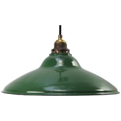 Green Enamel Vintage Industrial Brass Pendant Light