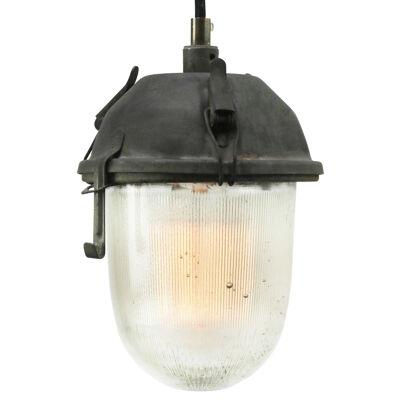 Gray Vintage Industrial Clear Striped Glass Pendant Lights