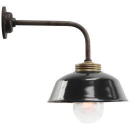 Black Enamel Vintage Industrial Brass Clear Striped Glass Scones Wall Lights