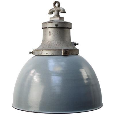 Grey Enamel Vintage Industrial Cast Iron Pendant Lights by HWK
