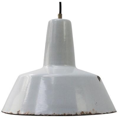 Vintage Dutch Industrial Gray Enamel Hanging Lamp Pendant by Philips