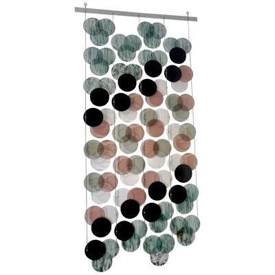Organic Modern Italian Geometric Black Pink Aqua Murano Glass Curtain or Divider