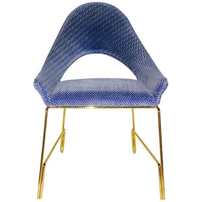 Smania Italian Modern Prototype Brass and Azur Blue Living Room Armchair	