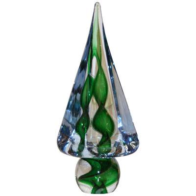Cenedese 1980s Italian Vintage Green and Blue Murano Glass Tree Sculpture