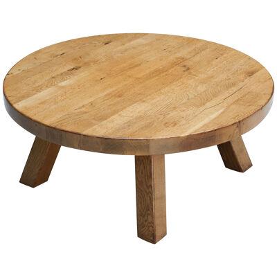Rustic Wooden Round Coffee Table - 1950's